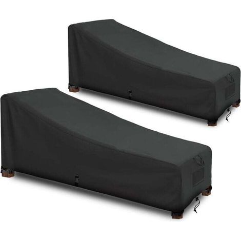 Funda impermeable para tumbona, funda para hamaca, tejido Oxford 420D, negro (208x76x79/41cm) - 2 piezas (1/4)