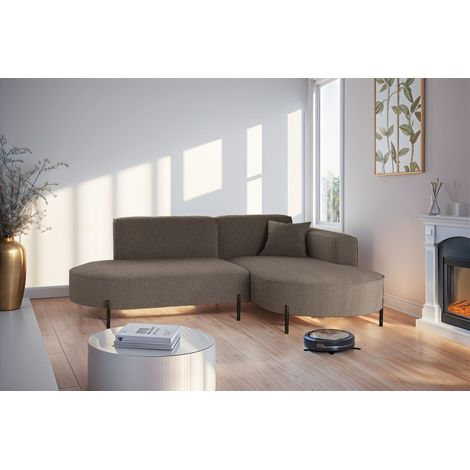 Ecksofa Designersofa VALENCIA XS in Stoff Quelle Braun Ottomane Rechts (1/2)