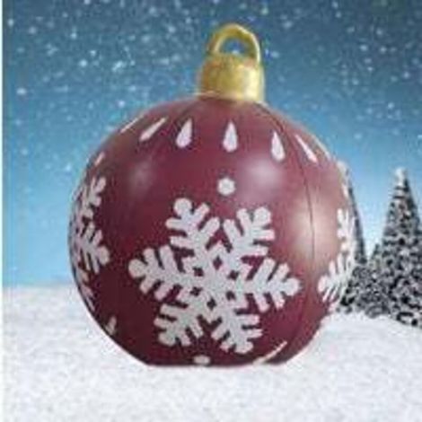 Ornements de Noël Boule de Noël Gonflable Géante Décorée en PVC de Noël Extérieur de 23,6 Pouces Décorations de Boule Gonflable de Noël Boules Gonflables de Noël pour Plein Air à La Maison - flocon de