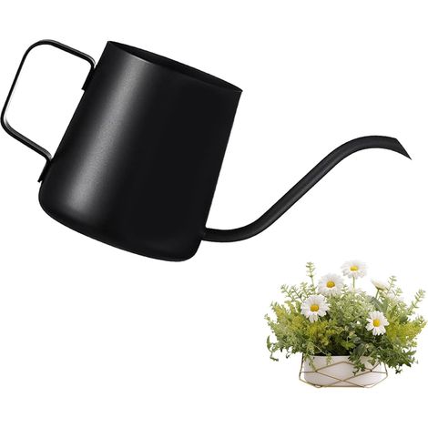Arrosoir noir de 250 ml - Petit arrosoir pour plantes d'intérieur - En acier inoxydable - Long bec - Arrosoir pour plantes d'intérieur - Arrosoir de jardin pour plantes d'intérieur - Plantes (1/5)