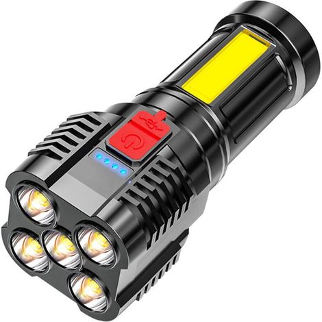 Lampe Torche Led Ultra Puissante 10000 Lumens, Lampe De Poche, extrêmement lumineuse, Étanche IP67, 5 Modes Zoomable Pour Le Camping, La Randonnée Et Les Urgences [Classe énergétique A+++] (Noir) [Cla (1/5)