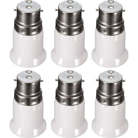 Adaptador B22 a E27 de 230 V, adaptador de bayoneta roscada, paquete de 6 unidades (1/4)