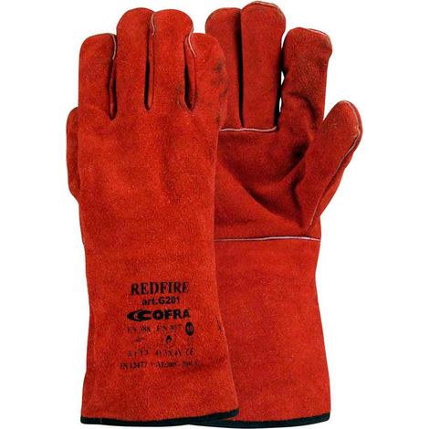 – Gants de soudeur 350 mm – Cuir croûte et toile coton – Protection contre éclaboussures métal – Soudage MIG-MAG et chalumeau