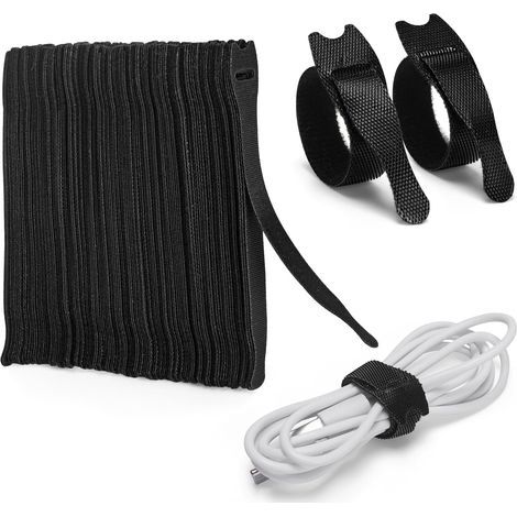 CSPARCV 120er-Pack wiederverwendbare Nylon-Kabelbinder (150 mm x 12 mm), verstellbare Klett-Kabelbinder, Kabelmanagement für Büro, Haushalt, Garten und mehr – Schwarz (1/5)