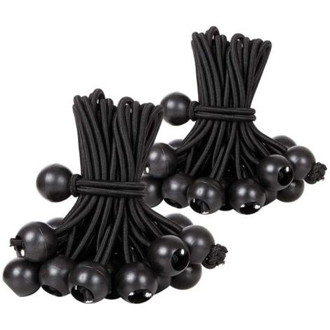 Tendeur Boule, Tendeur Elastique Noir, Tendeur Élastique pour Pavillon,Bâche,Camping,Tente,Rideaux Harnais d’Extension(30 Pièces Noir 300mm)