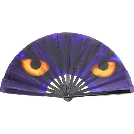 Éventail Kung Fu en forme d'œil de hibou, éventail pliant en bambou, cadeau de décoration pour Halloween et Noël (1/5)