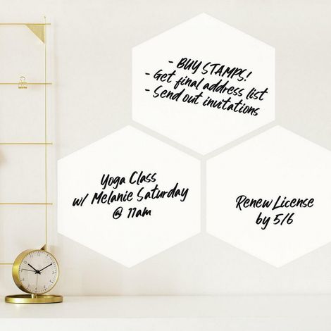 Stickers Muraux Hexagones Blancs Personnalisables et effaçables à sec (1/5)