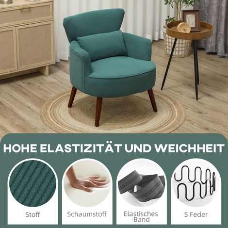 Fauteuil design rembourré avec support lombaire, assise confortable, pieds en caoutchouc, couleur vert forêt, fauteuil d'appoint pour salon (1/4)