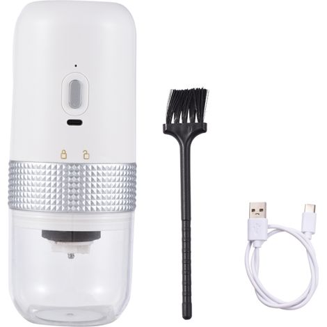 Moulin à café électrique portable à meules, 13 W, 200 ml, rechargeable par USB, sans fil, avec brosse de nettoyage, idéal pour les voyages, le camping, le bureau et la maison.