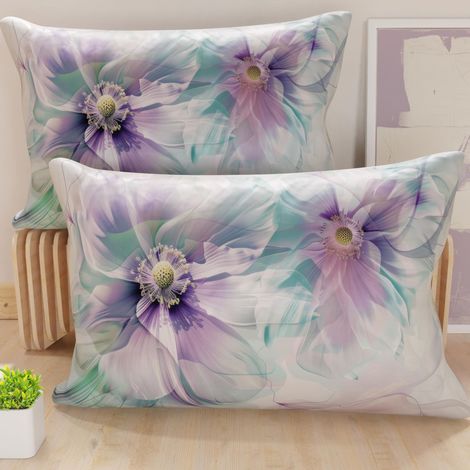 Paire de taies d'oreiller 30 x 50 cm en Microfibre, Coussins d'ameublement, canapé, Salon, 2 Housses de Coussin, taie d'oreiller Florale 159, 100% fabriqué en Italie (1/5)