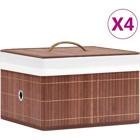 Boîtes de rangement en bambou 4 pcs-Coffre de rangement-Stockage Rangement Marron 475142 (1/5)