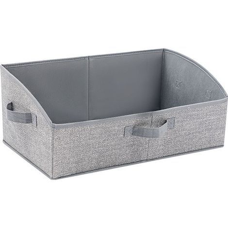Set mit 2 Aufbewahrungskörben für den Kleiderschrank, trapezförmige Aufbewahrungsboxen, Stoffkörbe mit Griffen, faltbare Aufbewahrungskörbe für Kleidung, grau, extra groß