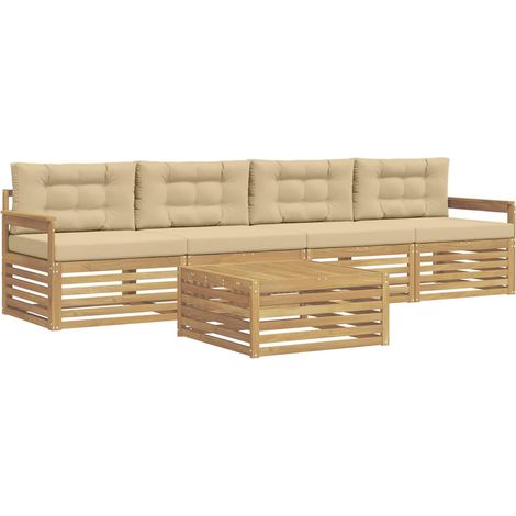 Outdoor-Sofagarnitur 5 stk. 4-Sitzer Weiß und Beige vidaXL (1/5)