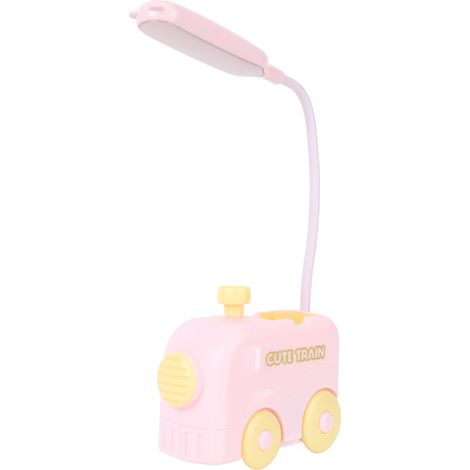Lampe de chevet LED Mini Train, protection des yeux, lampe de lecture rechargeable USB avec porte-stylo pour enfants, rose (1/5)