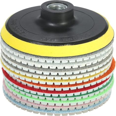 Disques de polissage diamantés humides de 10 cm (4 pouces), 11 pièces, disque de meulage + 1 plateau de support pour granit, marbre, pierre, carrelage en céramique, béton (1/5)