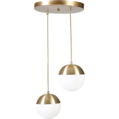 Lustre doré et blanc, hauteur réglable 70 cm, corps en métal avec revêtement antique, douille E27, pour la décoration moderne de la maison et l'éclairage (1/3)