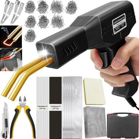 220W Soudure Plastique 2 en1 Soudeuse Plastique Kit Reparation Plastique Soudage Plastique avec 800Pcs Agrafes,40Pcs Bâtons Soudage (1/5)