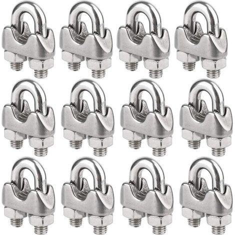 BUNTHAUS M4 Lot de 12 Serre-câbles étrie en Acier Inoxydable pour Câble Métallique de 4mm Diamètre (1/5)