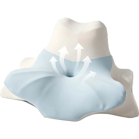 Cuscino da collo, design ergonomico, imbottitura in memory foam, blu e bianco, 62x44x27 cm (1/2)