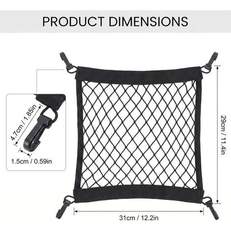 Filet élastique bagages vélo 30x30 cm – 4 crochets – Pour casque, panier – Noir (1/5)