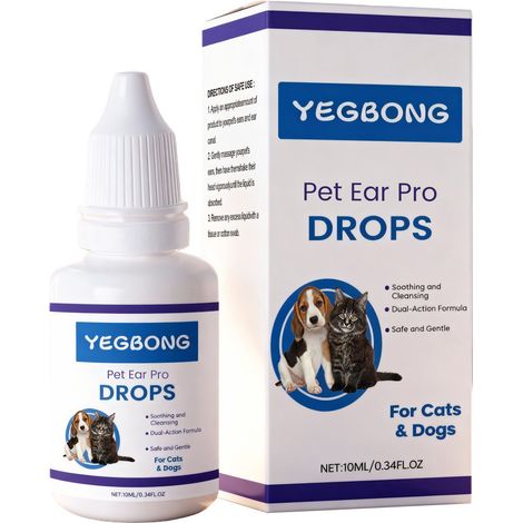 Ohrenpflegelösung für Haustiere, geeignet für Katzen und Hunde, sanfte tägliche Reinigung zur Beseitigung von Ohrengeruch – 10 ml -- DTEKGAZ (1/5)