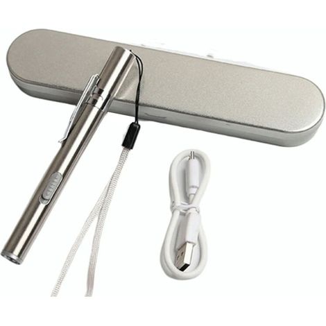 Lampe stylo torche jaune 60 lm, rechargeable USB, en acier inoxydable, avec clip de poche. (1/5)