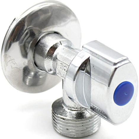 Robinet de machine à laver type M 1/2" x 3/4" Vanne d'angle en laiton chromé Robinet de sortie d'eau universel Robinet d (1/5)