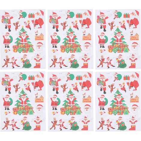 6 autocollants Père Noël pour décoration de vitrine de magasin ou hôtel pendant les fêtes (1/5)