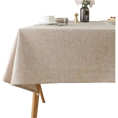 BEIGE LEINEN Tischdecke für Tisch 140x150cm ELEGANT BOHO
