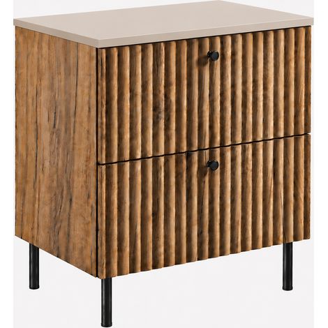 Mobile bagno Bello 60 cm, rovere craft oro, piano cashmere, maniglie nere (1/5)