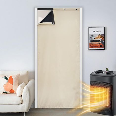 90x260cm Beige Rideau de Porte Isolant Thermique Anti Froid Chaleur Rideaux Occultant Imperméable Coupe-Vent Séparation de Pièce pour Couloirs,Portes (1/5)