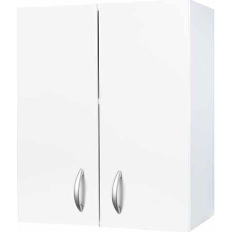 Armoire à linge 60x32 cm 2 portes – Deux étagères – Bois blanc hydrofuge – Negrari (1/5)
