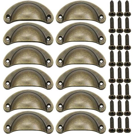 Muschelgriffe Vintage Möbelgriffe 12 Stück, Bronze (1/4)
