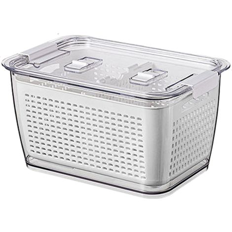 Boîtes de conservation pour fruits et légumes frais - Bacs fraîcheur pour réfrigérateur - Bac à légumes avec passoire, blanc (1/5)