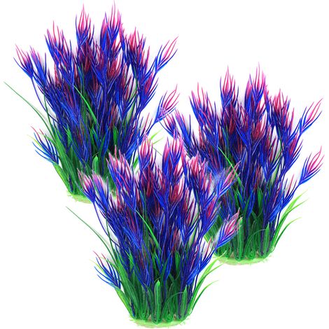3 éléments de décoration pour aquarium, imitation herbe aquatique en TPC et céramique, dimensions 21 x 6,5 cm (1/5)