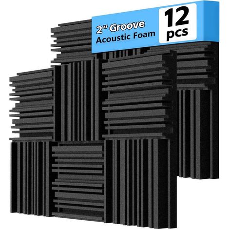 Lot de 12 panneaux acoustiques 30 × 30 × 5 cm – Mousse absorbante large bande avec structure rainurée, panneaux muraux décoratifs 3D pour studio et isolation sonore (1/5)