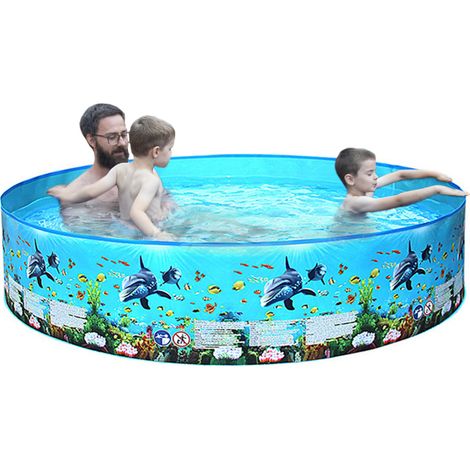 Beyamis Piscine pliable portable en plastique rigide sans gonflage, piscine familiale ronde pour bébés, enfants et adultes (1/5)