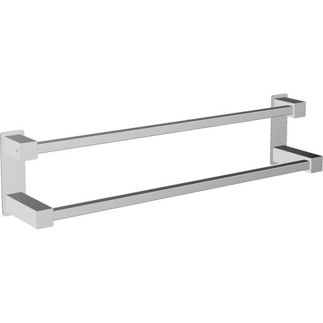 BERNSTEIN - Porte-serviette mural 2 barres carré Chrome 64x11cm (LxP) design acier inox - Série OLA (1/3)