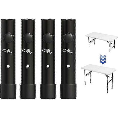 Rallonge de pied de table réglable Denew en 4 pièces, 20 cm, noire, adaptée aux tables pliantes. (1/5)
