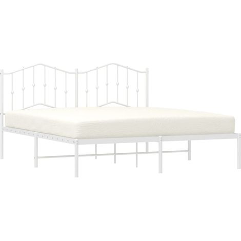 vidaXL Cadre de lit métal sans matelas et tête de lit blanc 180x200 cm (1/5)
