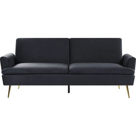 Schlafsofa 3-Sitzer VETTRE Samtstoff Schwarz (1/5)