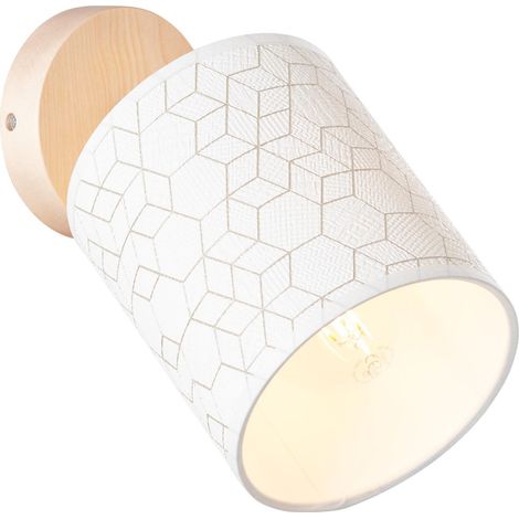 BRILLIANT Galance Wandspot holz hell/weiß Innenleuchten,Strahler,-Wand 1x A60, E27, 40W, geeignet für Normallampen (nicht enthalten) Edler Strukturschirm aus echter Vinyl-Tapete (1/5)