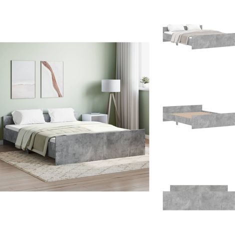Cadre de lit sans matelas gris béton 150x200 cm - Cadre De Lit - Lit Double - Lit Plateforme - Literie - Meuble Chambre (1/5)
