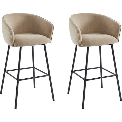 Sgabello in Tessuto e Metallo Nero Beige - Lotto di 2 - LAZONI di PASCAL MORABITO