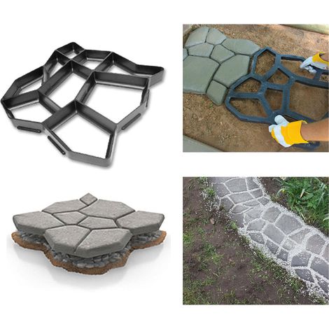 SWANEW Stampo per calcestruzzo da 1 pezzo, stampo per vialetto Strumenti per stampi per pavimentazione di vialetto per patio in cemento, 43x43x4 cm (1/5)
