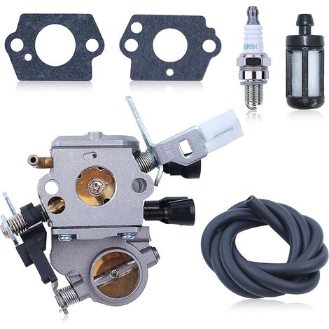Kit Carburateur pour STIHL MS171 MS181 MS211 Tronçonneuse, Carburateur + Filtre à Air + Bougie d'allumage + Durite d'essence Pièces de Rechange Accessoire