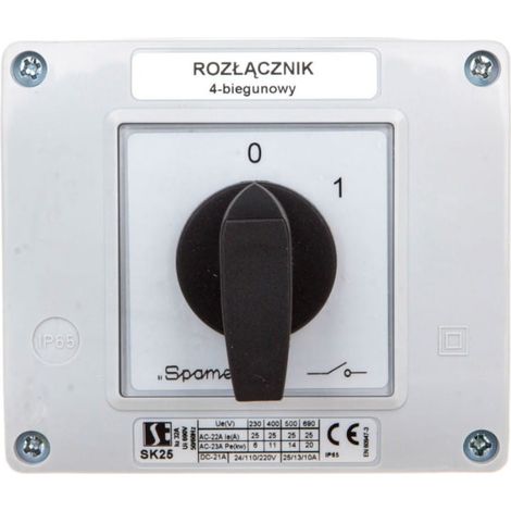 Interruptor de leva 0-1 25A 4P en carcasa SK25-2.8210OB13