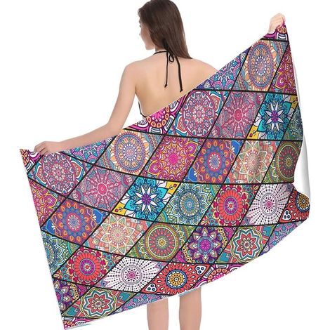 1 pieza, Toalla de playa, Toalla de playa de doble cara de felpa de secado rápido, Toalla de playa estampada, Secado rápido, 80 x 160 cm (1/5)
