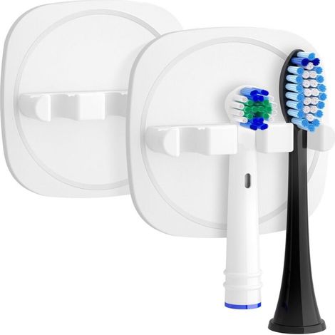 Bardusch-Porte-brosse électrique mural – autocollant 3M – 2 pièces – salle de bain – blanc (1/4)