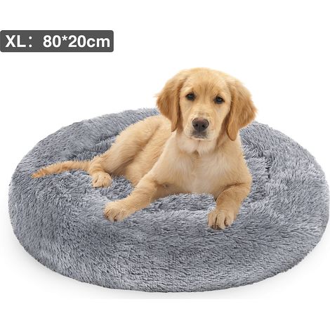 Randaco Cama para perro Cama para gato Ropa de cama de felpa Cojín para perro Cama para mascota 100cm Gris claro